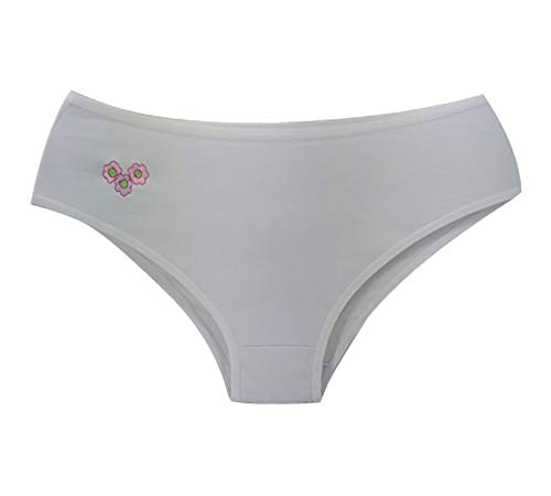 Kit 12 Calcinhas Calçola Algodão Bordada Detalhe em Florzinha (M)