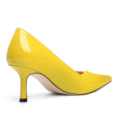Image of Women Pointed Closed Toe 2.5 Inch Kitten Heel Slip On Pumps | Elegant Comfort Formal Dress Footwear, Versatile Ladies Shoes For Office Wedding Party Evening Daily Occasions