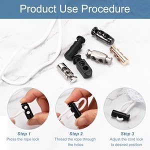 #US 20pcs Double Hole Spring Stop Toggle Stopper String Cord Locks White Nickel