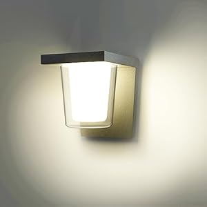 FLORNIA – Lampada da parete, da esterno, LED, per giardino, patio, garage, corte 4000K 800LM 13W IP65 (senza sensore PIR), colore: Grigio