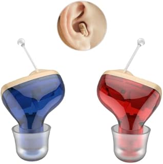 A Pair of CIC Digital Hearing Amplifier Invisible Ear Sound Amplifier ITC Hearing Amplifier Enhancer Wireless Portable For Adults Small and Tiny… (a pair red blue)