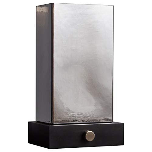 Amazon Brand – Stone & Beam Modern Table Lamp, 15H, Black with Glass Smoked Shade