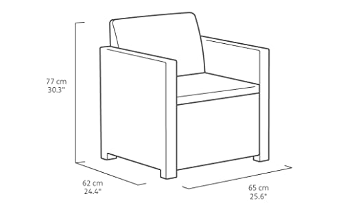 Allibert by Keter Gartenlounge Set Alabama, graphit/cool grey, 4tlg., inkl. Sitzkissen, Kunststoff, flache Rattanoptik