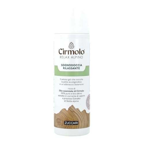 Zuccari Sognodoccia Rilassante Cirmolo Relax Alpino, 200ml, Gel Doccia Setoso con Olio Essenziale di Cirmolo e Estratto di Stella Alpina, Azione Antiossidante, Ideale per Pelli Sensibili