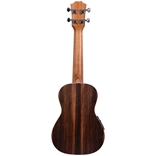 Image of Kadence Ukulele 24 inch Concert Size, Specially Crafted Exotic Wood Design, fluorocarbon strings Electric Acoustic Ukulele with EQ and Bag (Black Wood)