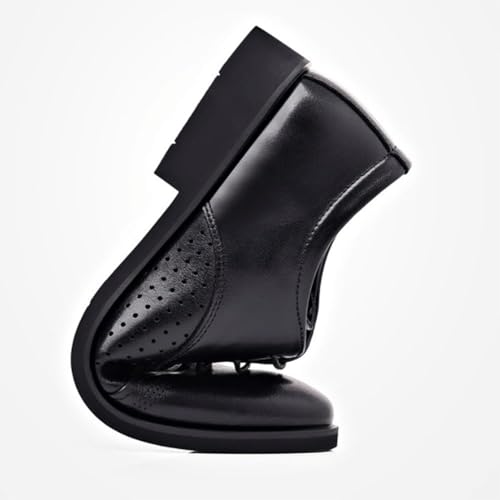 Men's Leather Flat Casual Oxford Shoes, Lace-Up Comfortable Non-Slip Dress Sneakers Men's Soft Leather Oxfords Lace Up Height Increase Dress Shoes2