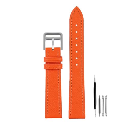 [^ubg] Compatible With Hermes H Genuine Leather Watch Band HOUR Series Square Dial Thin Orange Cowhide Watch Band 14mm 16mm 18m