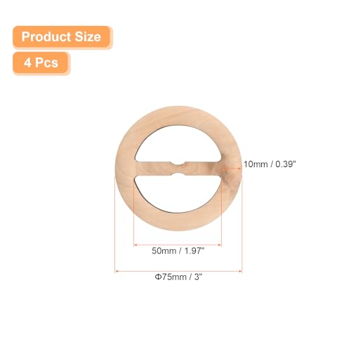 Image of uxcell 4 Pcs T-Shirt Clips, 75mm Wood Scarf Ring Clip Round Tie Circle Clip Buckle Fashion Clothes Corner Knotted Button for Women's Silk Clothing Decoration, Wood
