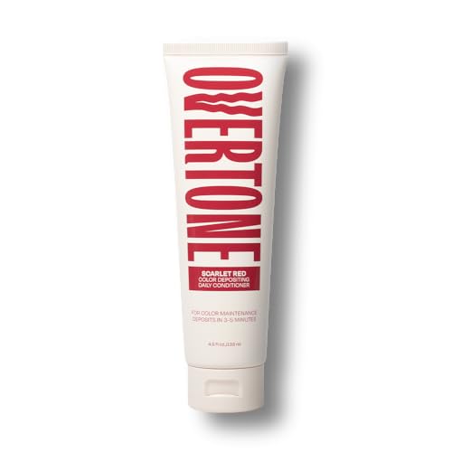 Image of Overtone Daily Color Depositing Conditioner - 4.5oz Temporary Coloring Conditioner with Shea Butter & Coconut Oil - Refresh Color & Prevent Fading - Vegan & Cruelty-Free, Red for Brown is Scarlet Red