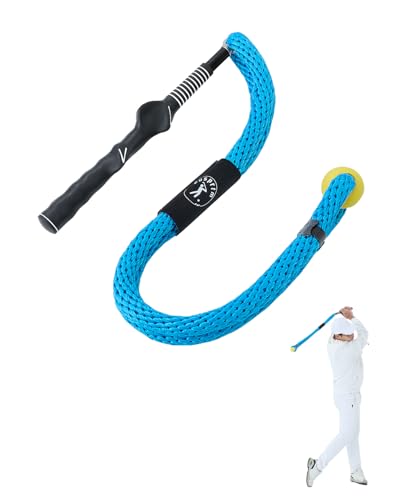Cusprtm Golf Swing Trainer Rope with Molded Training Grip Hand Position Corrector for Beginners Golf Rope Aid for Tempo & Rhythm Indoor Golf Practice Rope with Soft Safety Head (Blue)