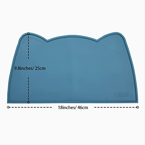 Ohmo - Cat Food Mat, Silicone Pet Feeding Mat For Floor Non-Skid Waterproof Dog Water Bowl Tray, Easy To Clean Pet Placemat (Teal, 18 * 9.8'') #TOP1