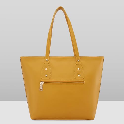 Image of Caprese N Salvo Tote Medium Yellow Shoulder Bag for Women Stylish, Spacious Design, Multi-Compartment, Durable, Comfortable Straps for Work, Travel, Shopping & Daily Use