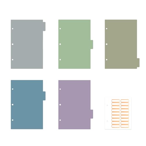 Ospelelf Mini Binder Dividers with Tabs，Durable Paper Dividers for 3 Ring Mini Small Binder，5 Tab(5.5" * 8.5")