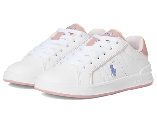 POLO RALPH LAUREN Baskets unisexes Heritage Court III pour enfant, blanc/rose, 39 EU