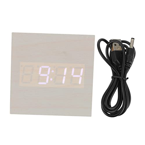 HOLIDYOYO Reloj Despertador Digital de Madera LED Pantalla Dual Función Anti- de Voz Reloj de Noche Silencioso para Oficina y Dormitorio Decoración Moderna