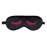 NMM Global 100% Mulberry Silk Sleep Mask, Natural Sleeping Mask for Men Women & Couple, Super Soft Eye Mask for Sleeping with Free Ear Plugs (BLACK RED)
