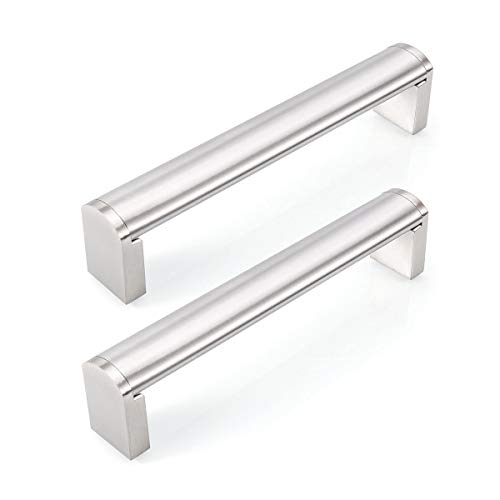 Fulgente Paquete de 10 - Manijas de gabinete de acero inoxidable de níquel cepillado, tiradores modernos de cajones de barra estilo europeo para herrajes de cocina Cover