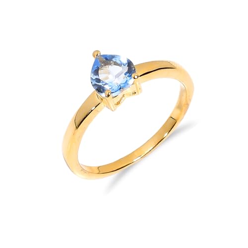 Bague pierre précieuse topaze bleue argent anti-ternissement