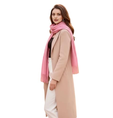 Damen Kaschmir Schal dünn leicht Winter Herbst 200x70 rosa pink Kaschmirschal extra geschmeidig stillvoll elegant formelle Anlässe Casua Uni Farbe einfarbig Damenschal...
