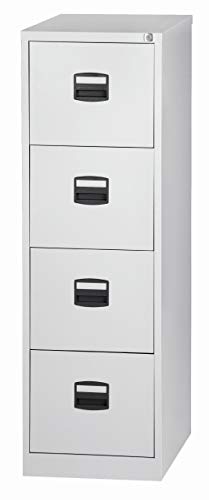 BISLEY Light Hängeregistraturschrank, einbahnig, DIN A4, 4 HR-Schubladen, Metall, 645 Lichtgrau, 62.2 x 41.3 x 132.1 cm