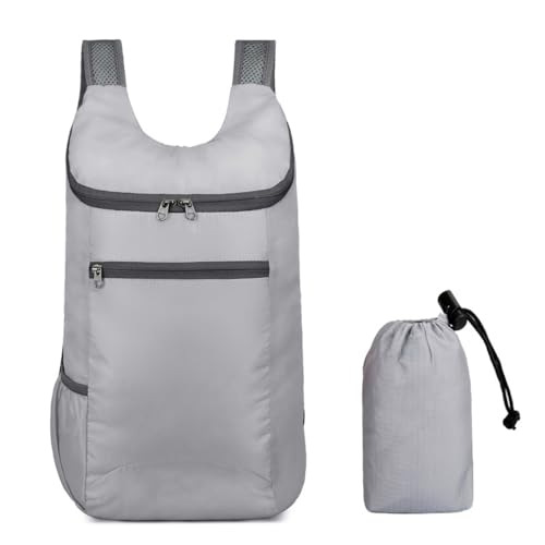 Mochila plegable gris ligera multi-bolsillos impermeable miniatura 2