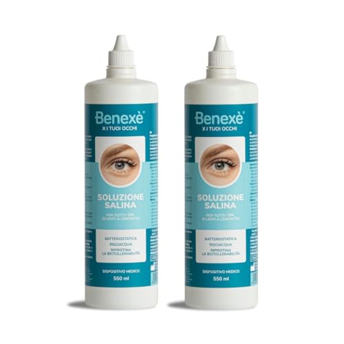 Benexè Soluzione Salina - per tutti i tipi di Lenti a Contatto - batteriostatica - risciacqua - ripristina la biotollerabilità - Dispositivo medico - 2 x 550 ml