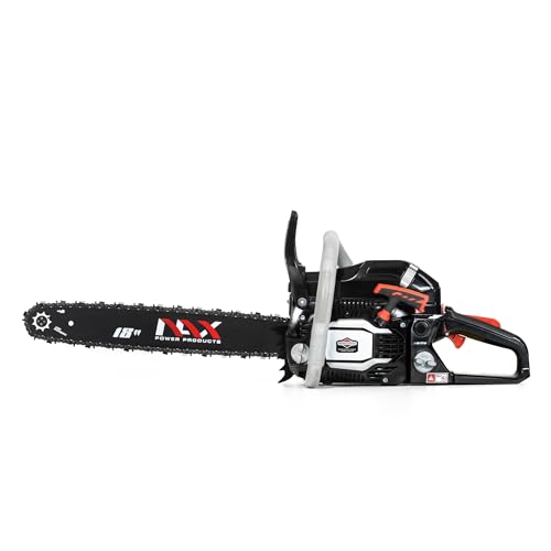 NAX POWER PRODUCTS 400C motor 51,5 cm3 1,8 kW Briggs & Stratton producto con licencia guía 18' 45 cm sistema antirebote Low Kickback motosierra a gasolina motosierra de cadena, Negro, nax400c 18