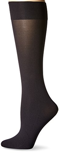 HUE Women's Soft Opaque Knee High, Black, Size 2 (Plus)