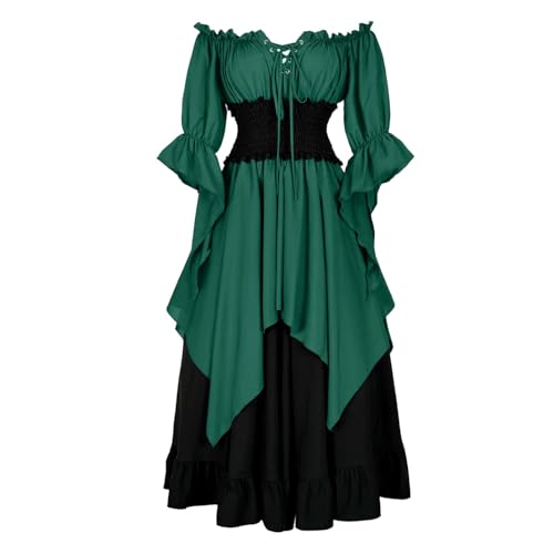 Robe longue renaissance médiévale au drapé fluide et finitions soignées