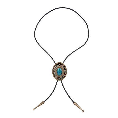 kowaku Turquesa Couro Bolo Tie Charm Liga Ocidental Cowboy Rodeo Pingente Gravata