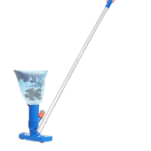 143cm Poolsauger Staubsauger - Pool Sauger mit Bürste & 4 Abnehmbare Verstärkung Aluminiumstange Schwimmbad Teich Jet Vakuumkopf mit Laubsack für Reinigung Saugen Pool Boden Mini-Reiniger für Brunnen