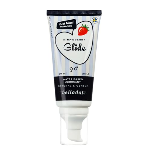 Belladot Lubricante a Base de Agua, Suave para la Piel, Lubricante Natural, Compatible con Condón y Lubricante para el Sexo - Fresa (80 ml)