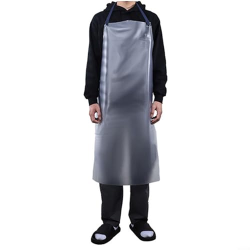 EasyByMall Delantal protector extralargo de PVC para uso en cocina, impermeable y resistente al aceite, perfecto para trabajos desordenados (100 x 65 cm), como se muestra en la imagen., 100*65cm