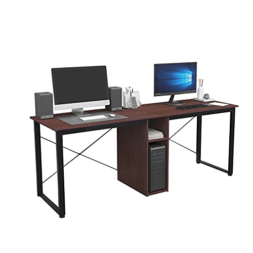 Soges 2 Person Desk, 78 inch Large Dual Desk, Two Person Desk with Storage Cube, Long Computer Desk for 2 Person, Home Office Double Desk Writing Desk Storage Desk Teens Study Desk Walnut LD-H01WA