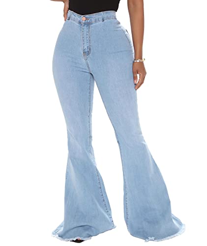 CZFSWT Bell Bottom Jeans for Women, High Waisted Flare Jeans for Women Raw Hem Skinny Denim Pants
