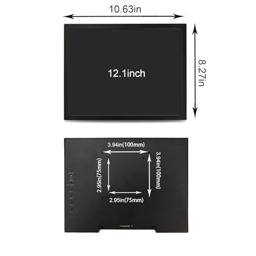 Image of VSDISPLAY 12.1'' Touch LCD Monitor, 800x600 Resolution VGA Video Input | 4:3 Aspect Ratio, Black Metal Case,For Industrial Display