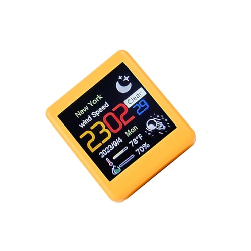 ZEZEFUFU Yellow Smart Clock WiFi Weather Clock Screen Temperature&Humidity Desktop Decor