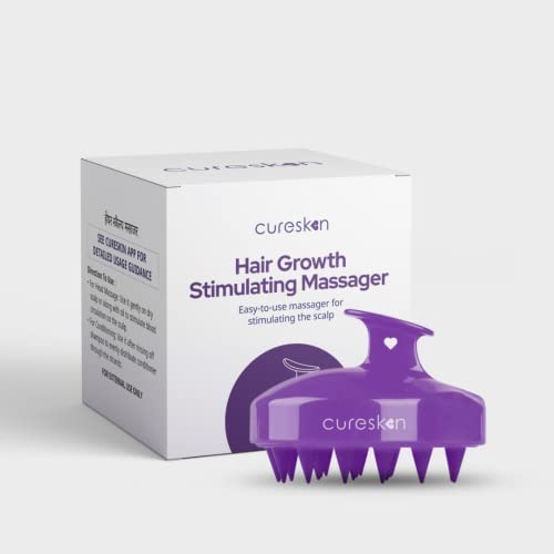 CureSk+n Cureskin Hair Growth Stimulating Massager, Stimulate Scalp Muscles, Reduces Dandruff & Sebum | Increases Blood Circulation | Designed as Concave Brush Surface With Soft Silicon Bristles