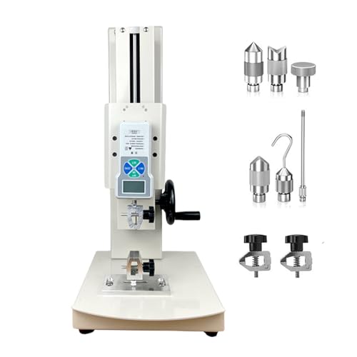 Digital Tensile Testing Machine 10-1000N, Manual Force Gauge with 5 Probes, Hand Crank Vertical Force Tester for Compression & Tension Measurement, Durable Quality