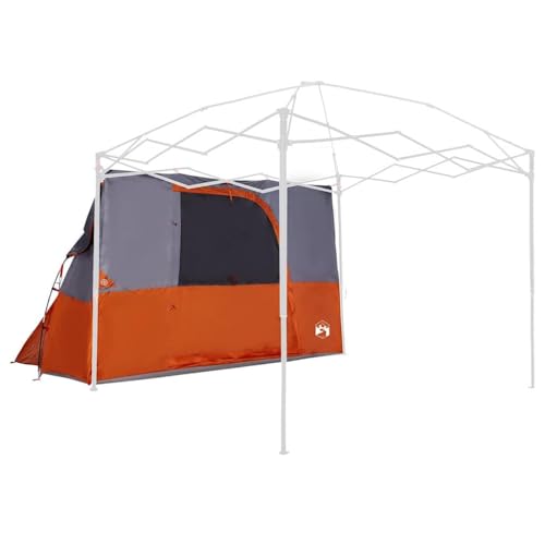 vidaXL 4 Person Camping Tent Waterproof Grey and Orange Polyester Breathable Zipper Closure Durable Design with Ground Anchors Easy Setup for Outdoor Hiking Shelter Portable Backyard Trekking Gear