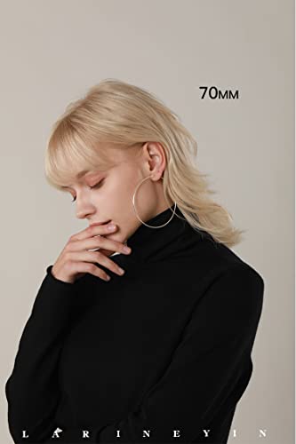 Chic 925 Sterling Silver Big Hoop Earrings Minimalist Round Circle Endless Large Huggie Hoops Statement Earrings 50/60/70/90mm Hypoallergenic Fashion Jewelry Gifts for Women Girls4