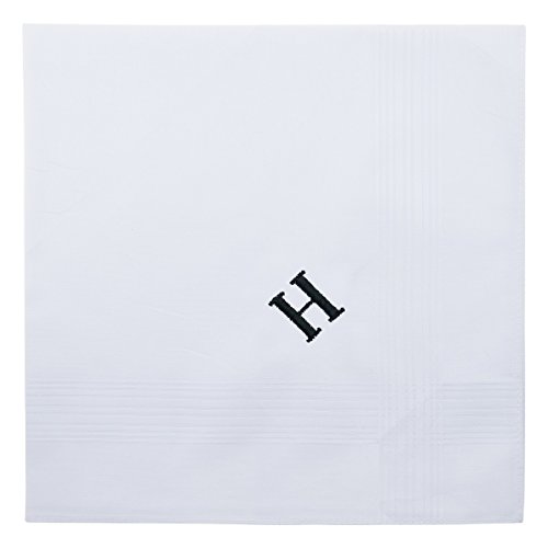 Image of Retreez 8 Pc Pure Cotton Initial Monogrammed Men's Handkerchiefs Hanky Gift Set