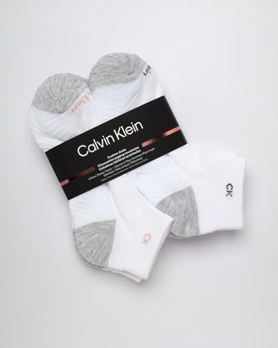 Image of Calvin Klein Womens Quarter Socks - 6 Pack Athletic Performance Cushioned Ankle Socks for Women for Running and Workout