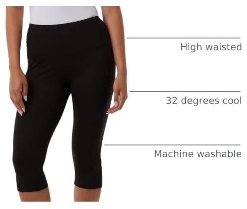 Image of 32 Degrees Women Cropped Tight Legging (US, Alpha, Large, Regular, Regular, Black)