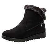 Damen Winter Warm Plüsch Gefüttert Schneestiefel Wasserdicht Wildleder Stiefeletten mit Seitlichem...