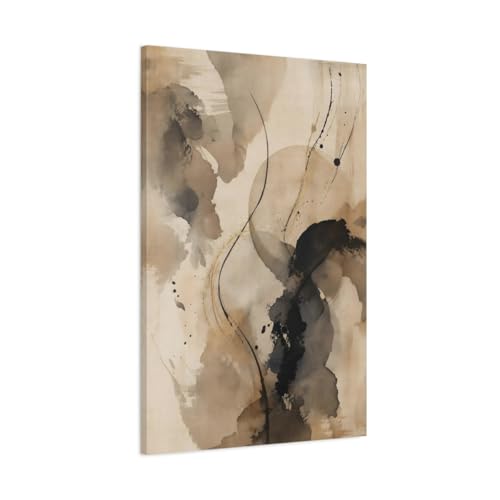 Toile abstraite marron et noir 24x36" de qualité galerie d'art