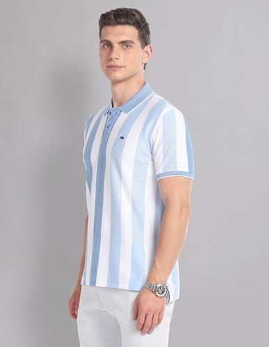 Image of AD by Arvind Blue Vertical Stripe Real Deal Polo Shirt