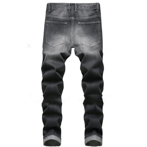 Black Jacket Jeans Two Piece Set for Men Casual Loose Denim Coat and Hole Ripped Pants4