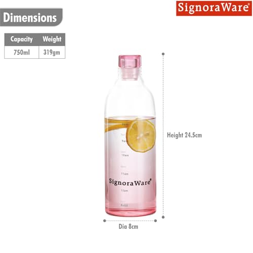 Image of SignoraWare Lavender Borosilicate Glass Bottle | Airtight & Leakproof | Heat Resistant | Dishwasher Safe | Odor-Free | Ideal for Home, Office, Travel, Yoga & Gym | Easy to Clean (750ml | Clear)