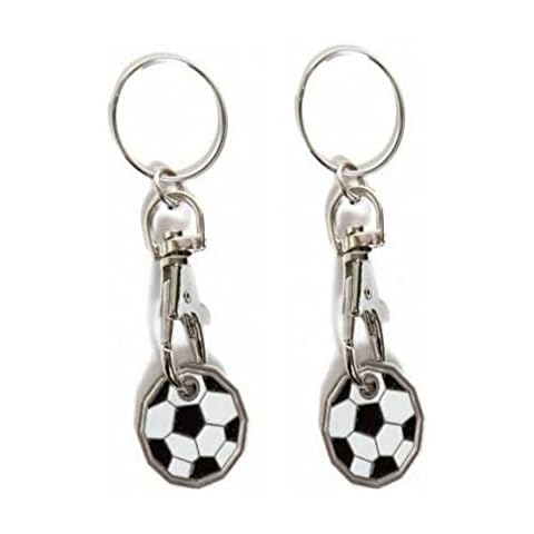 2 X FABULOUZ NEW SHAPE 12 Edge Sided Trolley Token £1 Coin Pound Shopping Key Ring Clasp Supermarket Locker Gift(REDESIGNED)(FOOTBALL DESIGN) Cover